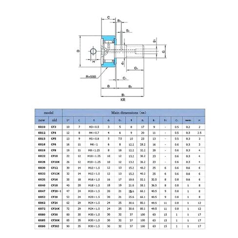 1-6pcs CF3/KR10 CF4/KR12 CF5/KR13 CF6/KR16 CF8/KR19 CF10/KR22 CF12/KR30 إلى CF20/KR52 CAM CAM FOLLOWER TRACK (CF18 KR40 1PCS) in Kuwait