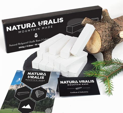 Premium Belgorod Sawn Chalk | 7 oz of White Chalk Bars - Amazing Crunch, Satisfying Earthy, Velvety and Firm Texture, ASMR Sensation, Natural Calcium Carbonate - 6 Sticks in Kuwait