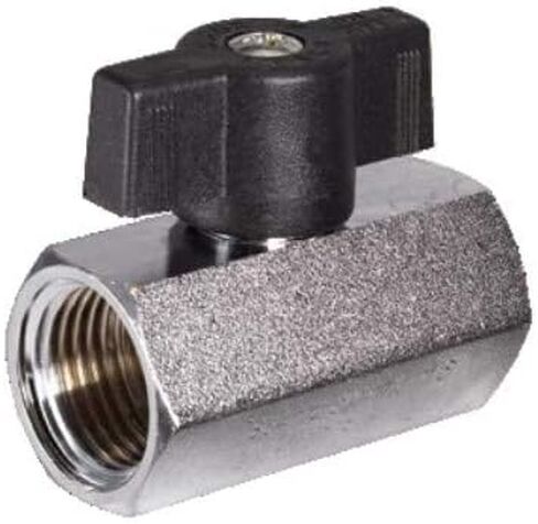 1/4" Female BSPP Inline Mini Ball Valve (200 Psi) Chrome/Brass RUB S34BF1 in Saudi Arabia