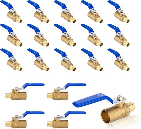 (حزمة من 5) SEELINK 3/4 بوصة PEX x 3/4 بوصة صمام كرة العرق ، النحاس الإغلاق صمام لاتصال أنابيب PEX ، ASTM F1807 ، الأزرق in Kuwait