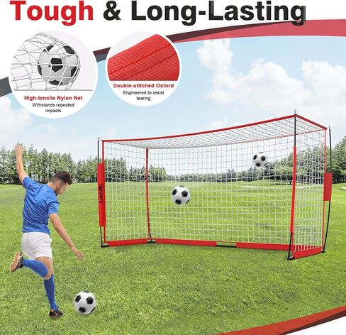 Portable Soccer Goal, Detachable 12x6 FT Soccer Goals Net for Backyard, Quick Setup Training Equipment with 1 Carry Bag, 1 Football, 12 Training Cones in Kuwait
