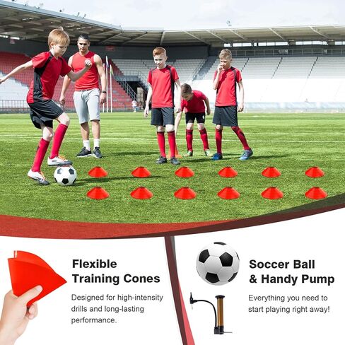 Portable Soccer Goal, Detachable 12x6 FT Soccer Goals Net for Backyard, Quick Setup Training Equipment with 1 Carry Bag, 1 Football, 12 Training Cones in Kuwait