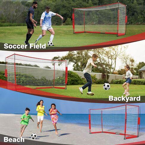 Portable Soccer Goal, Detachable 12x6 FT Soccer Goals Net for Backyard, Quick Setup Training Equipment with 1 Carry Bag, 1 Football, 12 Training Cones in Kuwait
