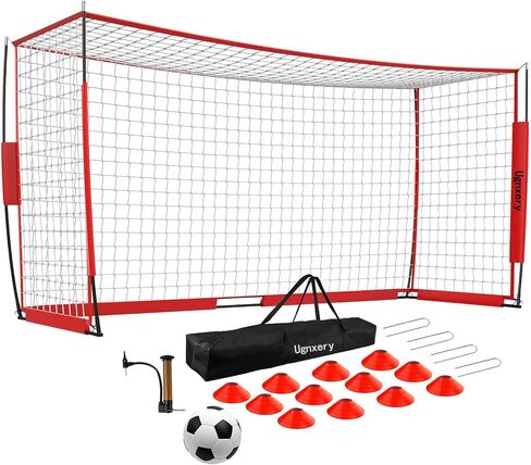 Portable Soccer Goal, Detachable 12x6 FT Soccer Goals Net for Backyard, Quick Setup Training Equipment with 1 Carry Bag, 1 Football, 12 Training Cones in Kuwait
