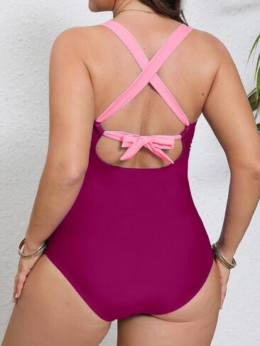 Cupshe Women's Plus Simpuit Swimsuit One One Switch التحكم في بدلة السباحة المتقاطعة رسن in Kuwait
