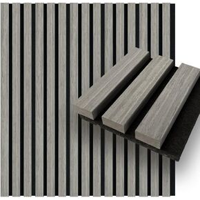 CONCORD WALLCOVERINGS ™ Wooden Wall Panels – Acoustic Sound-Absorbing 3D Veneers for Noise Reduction & Soundproofing, Home Theater - 94.5" x 5" (Pack of 6, Covers 18.7 Sq Ft) - Charcoal COA1420 in Saudi Arabia