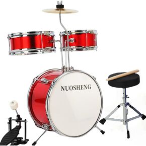 مجموعة أسطوانة الأطفال من 3 قطع للمبتدئين ، مجموعة طبل 13 بوصة مع عرش قابل للتعديل ، الصنج ، دواسة وطبلة ، مجموعة طبل صغار مع طبل باس توم ، الأحمر in Kuwait