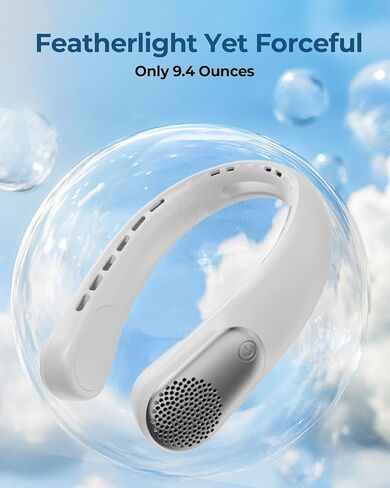 Portable Neck Fan Rechargeable, 3 Speed Settings, Wearable Bladeless Neck Fan, 360°Personal Fan Neck Cooler with 4000mAh Battery,Twistable Lightweight and Quiet–Birthday Gift for Women-Blue in Saudi Arabia