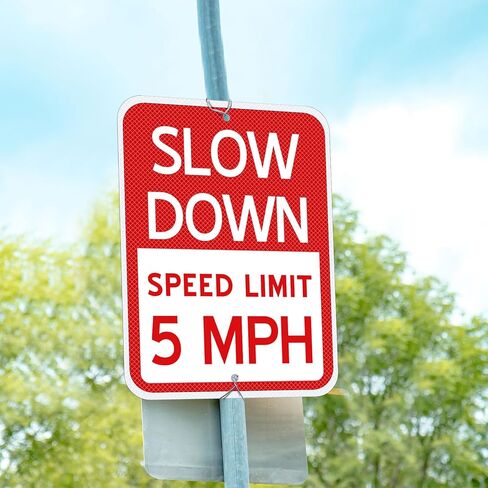 Silkfly 6 Pcs Yellow 5 Mph Signs Slow Down Speed Limit 16.5 x12 Inch Speed Limit Safety Sign Reflective Thickened Aluminum with Ink Rust Resistant UV Protected and Weatherproof Easy Mounting in Saudi Arabia