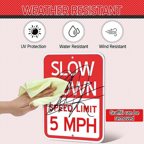 Silkfly 6 Pcs Yellow 5 Mph Signs Slow Down Speed Limit 16.5 x12 Inch Speed Limit Safety Sign Reflective Thickened Aluminum with Ink Rust Resistant UV Protected and Weatherproof Easy Mounting in Saudi Arabia