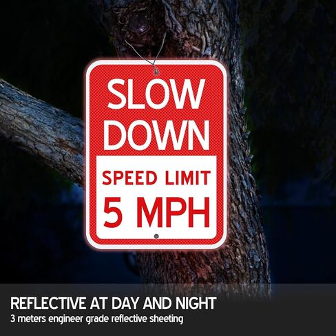 Silkfly 6 Pcs Yellow 5 Mph Signs Slow Down Speed Limit 16.5 x12 Inch Speed Limit Safety Sign Reflective Thickened Aluminum with Ink Rust Resistant UV Protected and Weatherproof Easy Mounting in Saudi Arabia
