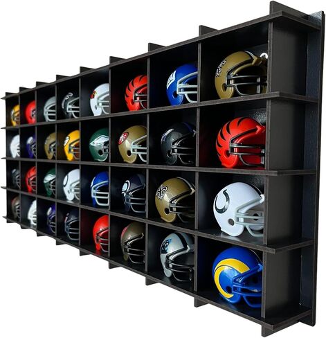 32 / 6 Color Mini Helmet Display Case,Mini Football Helmets,Football Helmet Display Case,Mini Football Helmet Organizer (Maple) in Saudi Arabia