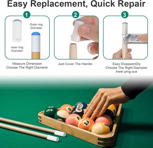 50 PCS Pool Stick Tips, Billiard Pool Cue Tips Replacement Repair Kit Screw-On and Slip-On Snooker Cue Stick Ferrules for Pools Table Cues Stick-Tips Head and Leather Snooker Sticks (9/10/11/12/13 mm) in Saudi Arabia
