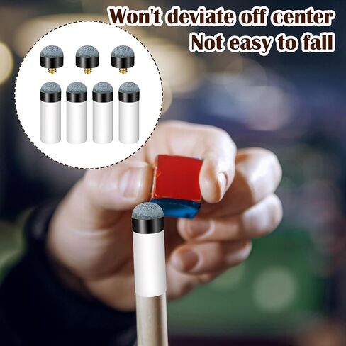 16 Sets Pool Cue Tips Replacement Kit, Screw on Billiard Pool Stick Tips with White Cue Stick Ferrules, 12mm (Blue) in Saudi Arabia