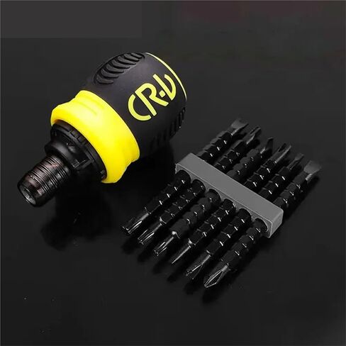 Ratchet Screwdriver Set Short Handle Cross Groove Drill Head Telescopic Detachable Steel Screw 1Pcs(Black) in Saudi Arabia