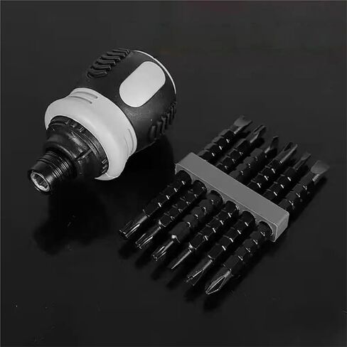 Ratchet Screwdriver Set Short Handle Cross Groove Drill Head Telescopic Detachable Steel Screw 1Pcs(Black) in Saudi Arabia