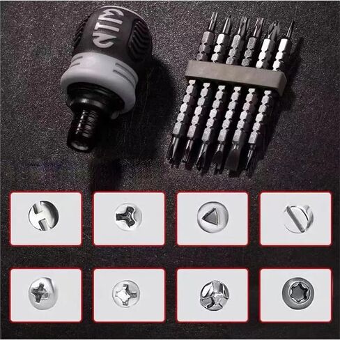 Ratchet Screwdriver Set Short Handle Cross Groove Drill Head Telescopic Detachable Steel Screw 1Pcs(Black) in Saudi Arabia