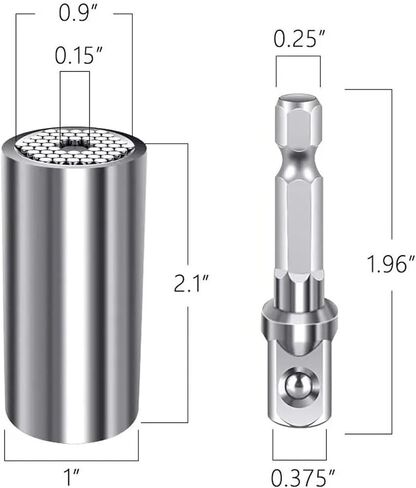 Universal Socket Multi Purpose Wrench Extension Rod Electric Hand Drill Screw Tool Set 1Pcs(Silver) in Saudi Arabia