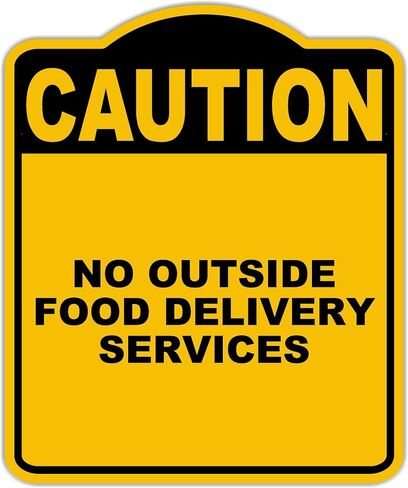 لا توجد خدمات توصيل الطعام الخارجية تحذير علامة مركبة من الألومنيوم الأسود الصفراء 20 × 24 بوصة in Kuwait