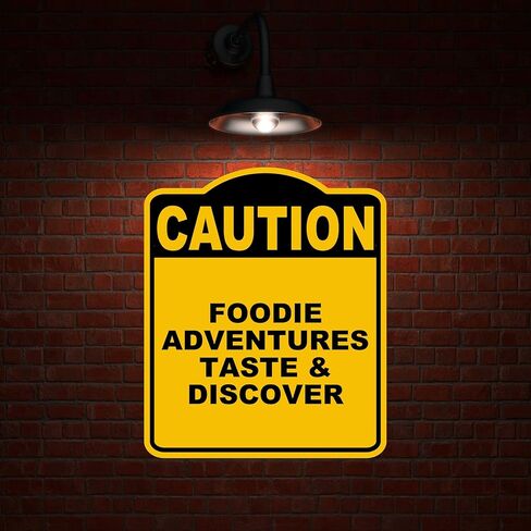 مغامرات عشاق الطعام واكتشاف الحذر الأصفر الأسود الألومنيوم علامة 8.5 × 10 بوصات in Kuwait