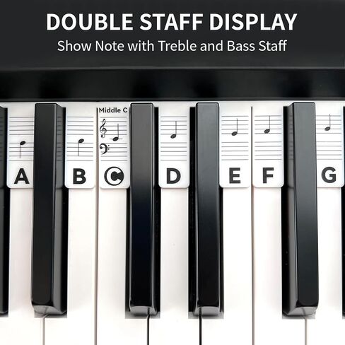 Removable Piano Key Stickers Note Labels for 88 Key Full Size, Silicone Reusable Piano Keyboard Stickers for Beginners Comes, No Need Sticker and Comes with Box (Classic Black in Saudi Arabia