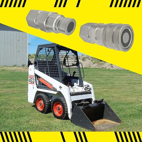 5/8" SAE - Flat Face Hydraulic Quick Connect Coupler Set for Skid Steer Loader, Heavy-Duty Carbon Steel Coupling Fittings with 1/2" Body and Dust Cap in Saudi Arabia