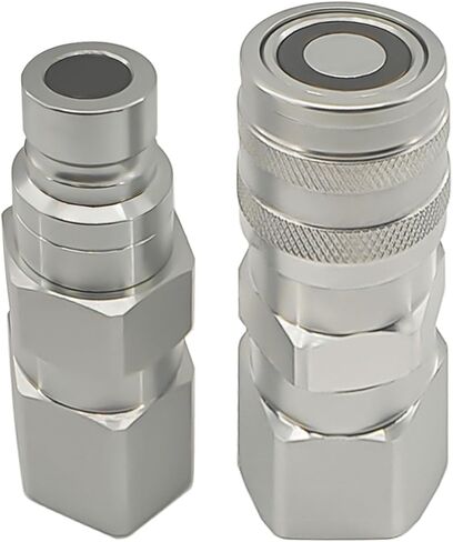 5/8" SAE - Flat Face Hydraulic Quick Connect Coupler Set for Skid Steer Loader, Heavy-Duty Carbon Steel Coupling Fittings with 1/2" Body and Dust Cap in Saudi Arabia