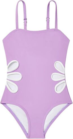 Century Star Girls Swimsuit بدلة الاستحمام في سن المراهقة قطعة واحدة من السباحة الأشرطة القابلة للتعديل قطعت ملابس السباحة الجافة السريعة الساخنة الوردي 12-13 سنة in Saudi Arabia