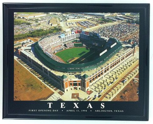 Framed Texas Rangers Ballpark in Arlington Opening Day Baseball Aerial Print F7532A in Saudi Arabia