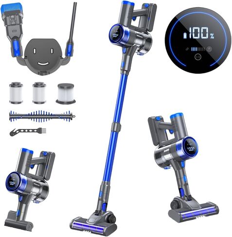 Cordless Vacuum Cleaner, 8-in-1 Super Power Suction Stick Vacuum Cleaners with Rechargeable Battery, Lightweight Self-Standing, 40 Mins Runtime Vacuum for Home Low-Pile Carpet Pet Hair in Saudi Arabia