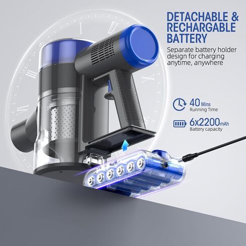 Cordless Vacuum Cleaner, 8-in-1 Super Power Suction Stick Vacuum Cleaners with Rechargeable Battery, Lightweight Self-Standing, 40 Mins Runtime Vacuum for Home Low-Pile Carpet Pet Hair in Saudi Arabia