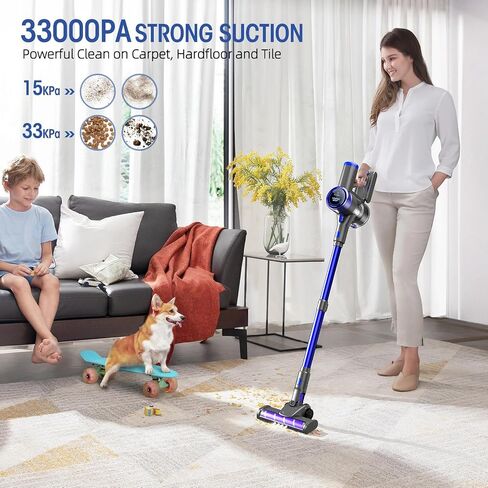 Cordless Vacuum Cleaner, 8-in-1 Super Power Suction Stick Vacuum Cleaners with Rechargeable Battery, Lightweight Self-Standing, 40 Mins Runtime Vacuum for Home Low-Pile Carpet Pet Hair in Saudi Arabia