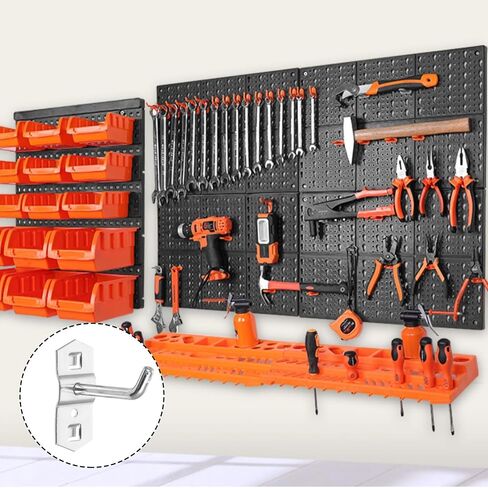 Garneck 12 Pcs Metal Square Peg Board Hooks - Heavy Duty Display Hooks for Supermarket Shelf Rack - Hanging L Style Screw Hook Pegboard Wall Organizer Tool Accessory in Saudi Arabia