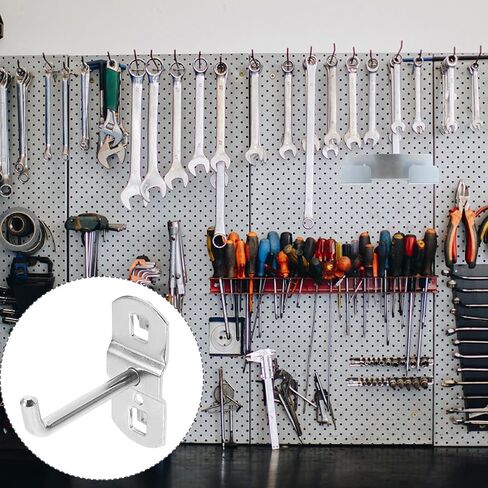 Garneck 12 Pcs Metal Square Peg Board Hooks - Heavy Duty Display Hooks for Supermarket Shelf Rack - Hanging L Style Screw Hook Pegboard Wall Organizer Tool Accessory in Saudi Arabia