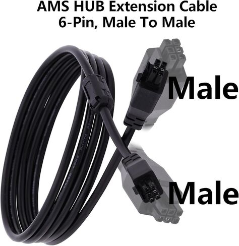 78.74 inch 6-Pin AMS HUB Extension Cable for Bambu Lab P1P/P1S/X1C/X1/X1E 3D Printer, 22AWG High Purity Copper Wire with Magnetic Ring Filter in Saudi Arabia