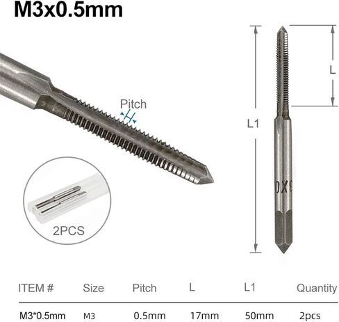 Right Hand Tap Drill Hand Tools Screw Thread Metric Plug Taps Metal Threading Tool 2Pcs(2pcs M12x1.75) in Kuwait