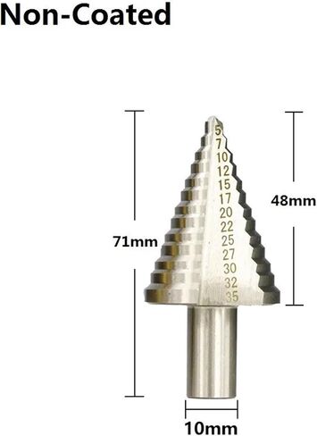 Drill Bit HSS Step 5-35mm Step Cone Drill Metal Drill Round Shank Straight Groove Hole 1Pcs(5-35mm No.1) in Saudi Arabia