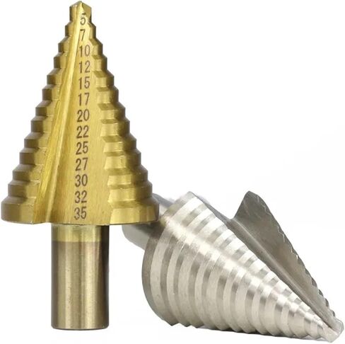 Drill Bit HSS Step 5-35mm Step Cone Drill Metal Drill Round Shank Straight Groove Hole 1Pcs(5-35mm No.1) in Saudi Arabia