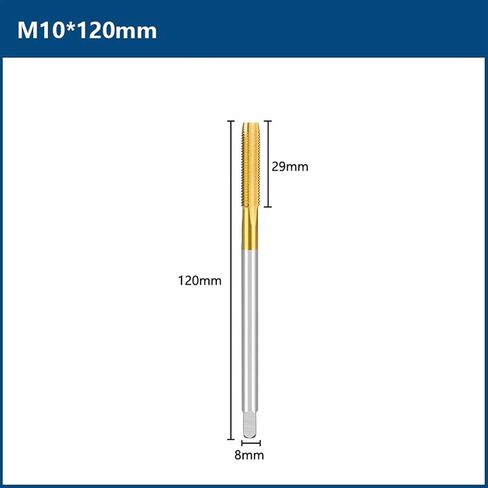 Screw Tap Drill M2-M12 Thread Tap Straight Flute 90-150 Length Metric Machine Plug Tap for Metal Screw Threading Tools 1Pcs(M10x120) in Kuwait
