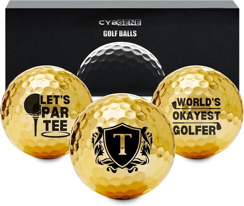 Funny Golf Gifts for Men Unique, Personalized Gold Golf Balls, Cool Accessories for Golf Lovers, Golfers, for Birthday and Christmas in Saudi Arabia