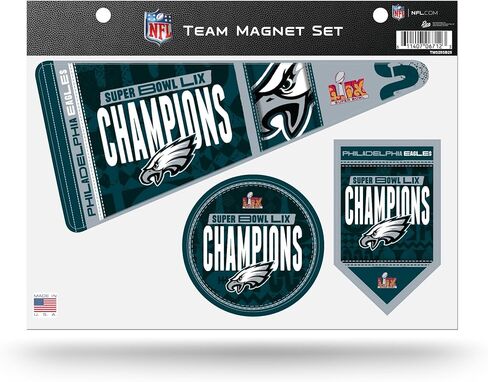 Rico Industries NFL Football Philadelphia Eagles 2025 Super Bowl Lix Champions Team Team Magnet 8.5 "× 11" ومغناطيس شارة in Saudi Arabia