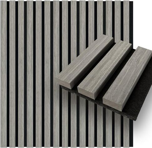 ألواح الجدران الخشبية Concord Wallcoverings ™ - القشرة ثلاثية الأبعاد الممتصة للصوت الصوتية لتقليل الضوضاء وعزل الصوت ، المسرح المنزلي - 94.5 "× 5" (حزمة 6 ، تغطي 18.7 قدم مربع) - CHARCOAL COA1420 in Saudi Arabia