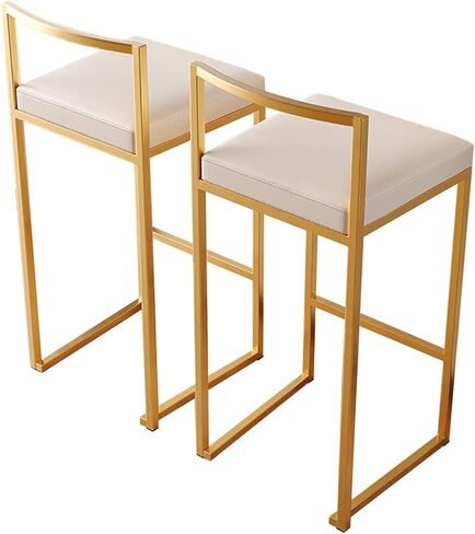 ☆ البراز البارز مجموعة من 2 كراسي بار الإفطار من أجل الجلود من أجل الظهر مع مسند الظهر وأرجل معدنية ، براز لتناول الطعام في الظهر لمقعد حانة جزيرة المطبخ (ارتفاع 65 سم) in Kuwait