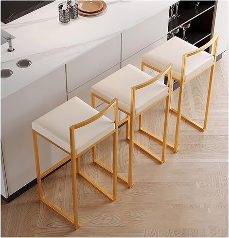 ☆ البراز البارز مجموعة من 2 كراسي بار الإفطار من أجل الجلود من أجل الظهر مع مسند الظهر وأرجل معدنية ، براز لتناول الطعام في الظهر لمقعد حانة جزيرة المطبخ (ارتفاع 65 سم) in Kuwait