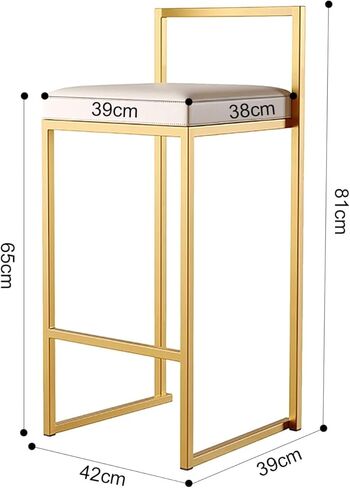 ☆ البراز البارز مجموعة من 2 كراسي بار الإفطار من أجل الجلود من أجل الظهر مع مسند الظهر وأرجل معدنية ، براز لتناول الطعام في الظهر لمقعد حانة جزيرة المطبخ (ارتفاع 65 سم) in Kuwait