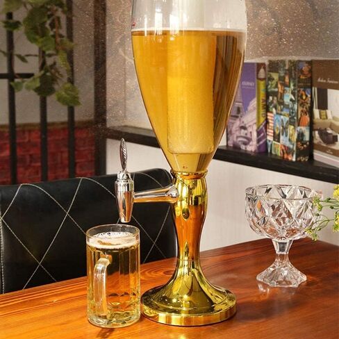 Drink dispenser, Beer Beverage Tower 3L Beer Taza Beer Keg Beer Machine Beverage Machine Beer Tower Wine Dispenser(Gold) in Saudi Arabia