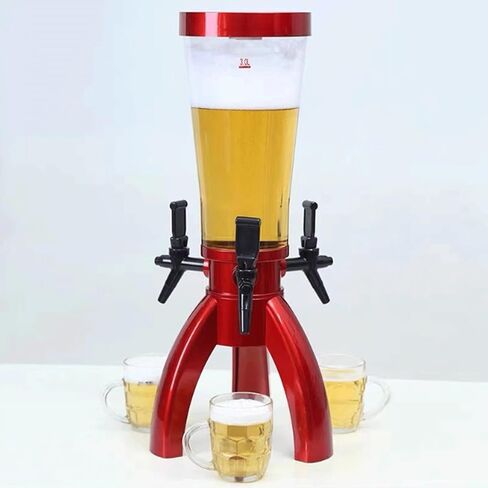 Drink dispenser, Beer Tower,Drinks Dispenser,3L Beer Tower Dispenser Clear Drink Dispenser,Plastic Beverage Dispenser(Rojo) in Saudi Arabia