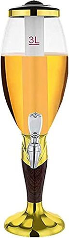 Drink dispenser, 3L Beer Column with Ice Cooling, Beer Tower with LED Light, Beer Dispenser, Drinks Dispenser with Tap, Drinking Column Ideal for Party, Bar And Home(Gold) in Saudi Arabia