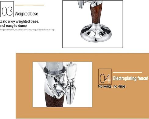 Drink dispenser, 3L Beer Column with Ice Cooling, Beer Tower with LED Light, Beer Dispenser, Drinks Dispenser with Tap, Drinking Column Ideal for Party, Bar And Home(Gold) in Saudi Arabia