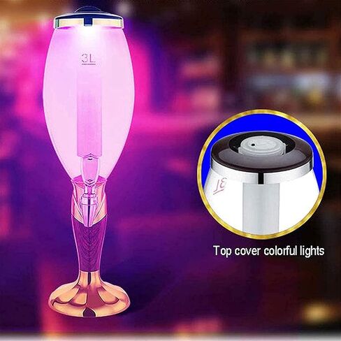 Drink dispenser, 3L Beer Column with Ice Cooling, Beer Tower with LED Light, Beer Dispenser, Drinks Dispenser with Tap, Drinking Column Ideal for Party, Bar And Home(Gold) in Saudi Arabia